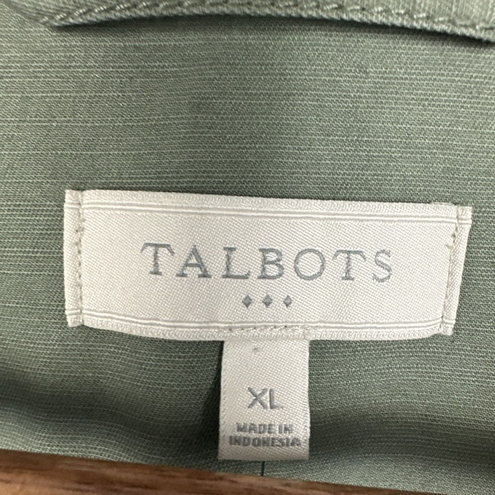 Talbots Utility Jacket Womens XL Green Twill Cargo‎ Field Coat Military Y2K NWT - Picture 3 of 7